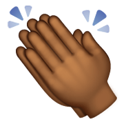 👏🏾 Emoji Mãos Aplaudindo: Pele Morena Escura na WhatsApp 2.19.244.