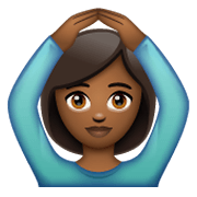 🙆🏾 Emoji Person mit Händen auf dem Kopf: mitteldunkle Hautfarbe WhatsApp 2.19.244.