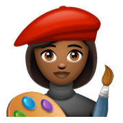 👩🏾‍🎨 Emoji Artista Mujer: Tono De Piel Oscuro Medio en WhatsApp 2.19.244.