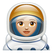 👩🏼‍🚀 Emoji Astronauta Mujer: Tono De Piel Claro Medio en WhatsApp 2.19.244.