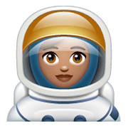 👩🏽‍🚀 Emoji Astronauta Mulher: Pele Morena na WhatsApp 2.19.244.