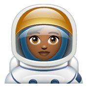 👩🏾‍🚀 Emoji Astronauta Mujer: Tono De Piel Oscuro Medio en WhatsApp 2.19.244.