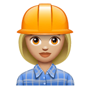 👷🏼‍♀️ Emoji Bauarbeiterin: mittelhelle Hautfarbe WhatsApp 2.19.244.
