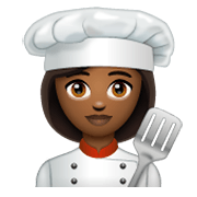 👩🏾‍🍳 Emoji Cocinera: Tono De Piel Oscuro Medio en WhatsApp 2.19.244.
