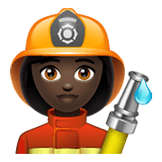 Émoji 👩🏿‍🚒 Pompier Femme : Peau Foncée sur WhatsApp 2.19.244.