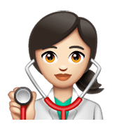 Emoji 👩🏻‍⚕️ Operatrice Sanitaria: Carnagione Chiara su WhatsApp 2.19.244.
