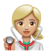 👩🏼‍⚕️ Emoji Profesional Sanitario Mujer: Tono De Piel Claro Medio en WhatsApp 2.19.244.