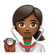 👩🏾‍⚕️ Emoji Profesional Sanitario Mujer: Tono De Piel Oscuro Medio en WhatsApp 2.19.244.