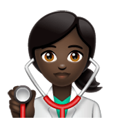 Emoji 👩🏿‍⚕️ Operatrice Sanitaria: Carnagione Scura su WhatsApp 2.19.244.