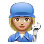 👩🏼‍🔧 Emoji Mechanikerin: mittelhelle Hautfarbe WhatsApp 2.19.244.