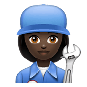 👩🏿‍🔧 Emoji Mechanikerin: dunkle Hautfarbe WhatsApp 2.19.244.