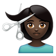 Émoji 💇🏿 Personne Qui Se Fait Couper Les Cheveux : Peau Foncée sur WhatsApp 2.19.244.