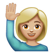 Emoji 🙋🏼 Persona Con Mano Alzata: Carnagione Abbastanza Chiara su WhatsApp 2.19.244.