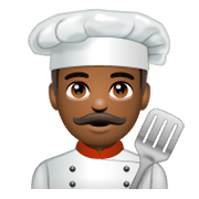 👨🏾‍🍳 Emoji Cozinheiro: Pele Morena Escura na WhatsApp 2.19.244.