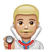 👨🏼‍⚕️ Emoji Profesional Sanitario Hombre: Tono De Piel Claro Medio en WhatsApp 2.19.244.