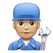 Emoji 👨🏼‍🔧 Meccanico Uomo: Carnagione Abbastanza Chiara su WhatsApp 2.19.244.