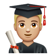 👨🏼‍🎓 Emoji Estudiante Hombre: Tono De Piel Claro Medio en WhatsApp 2.19.244.