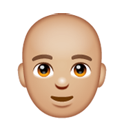 👨🏼‍🦲 Emoji Mann: mittelhelle Hautfarbe, Glatze WhatsApp 2.19.244.
