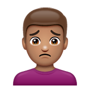 🙍🏽‍♂️ Emoji Hombre Frunciendo El Ceño: Tono De Piel Medio en WhatsApp 2.19.244.