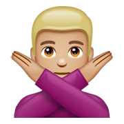 🙅🏼‍♂️ Emoji Hombre Haciendo El Gesto De «no»: Tono De Piel Claro Medio en WhatsApp 2.19.244.