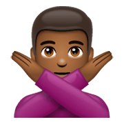 Emoji 🙅🏾‍♂️ Uomo Con Gesto Di Rifiuto: Carnagione Abbastanza Scura su WhatsApp 2.19.244.