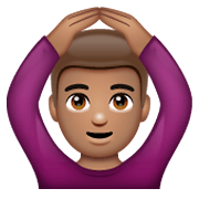 🙆🏽‍♂️ Emoji Mann mit Händen auf dem Kopf: mittlere Hautfarbe WhatsApp 2.19.244.