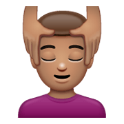 💆🏽‍♂️ Emoji Mann, der eine Kopfmassage bekommt: mittlere Hautfarbe WhatsApp 2.19.244.