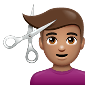 💇🏽‍♂️ Emoji Mann beim Haareschneiden: mittlere Hautfarbe WhatsApp 2.19.244.