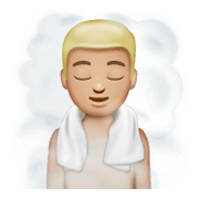 🧖🏼‍♂️ Emoji Hombre En Una Sauna: Tono De Piel Claro Medio en WhatsApp 2.19.244.