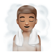 Emoji 🧖🏽‍♂️ Uomo In Sauna: Carnagione Olivastra su WhatsApp 2.19.244.