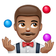 Emoji 🤹🏽‍♂️ Giocoliere Uomo: Carnagione Olivastra su WhatsApp 2.19.244.