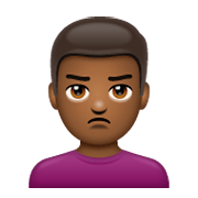 🙎🏾‍♂️ Emoji Hombre Haciendo Pucheros: Tono De Piel Oscuro Medio en WhatsApp 2.19.244.