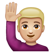🙋🏼‍♂️ Emoji Homem Levantando A Mão: Pele Morena Clara na WhatsApp 2.19.244.