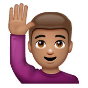 Emoji 🙋🏽‍♂️ Uomo Con Mano Alzata: Carnagione Olivastra su WhatsApp 2.19.244.