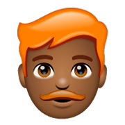 👨🏾‍🦰 Emoji Mann: mitteldunkle Hautfarbe, rotes Haar WhatsApp 2.19.244.