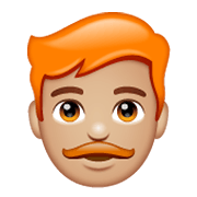 👨🏼‍🦰 Emoji Mann: mittelhelle Hautfarbe, rotes Haar WhatsApp 2.19.244.