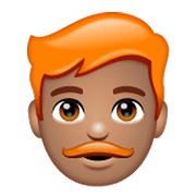 👨🏽‍🦰 Emoji Mann: mittlere Hautfarbe, rotes Haar WhatsApp 2.19.244.