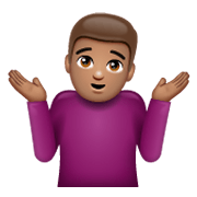 Emoji 🤷🏽‍♂️ Uomo Che Scrolla Le Spalle: Carnagione Olivastra su WhatsApp 2.19.244.