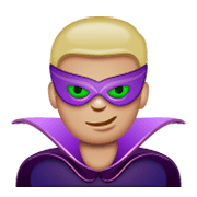 Emoji 🦹🏼‍♂️ Supercattivo Uomo: Carnagione Abbastanza Chiara su WhatsApp 2.19.244.