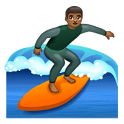 Emoji 🏄🏾‍♂️ Surfista Uomo: Carnagione Abbastanza Scura su WhatsApp 2.19.244.