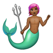 🧜🏾‍♂️ Emoji Sirena Hombre: Tono De Piel Oscuro Medio en WhatsApp 2.19.244.