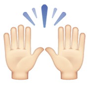 🙌🏻 Emoji zwei erhobene Handflächen: helle Hautfarbe WhatsApp 2.19.244.