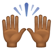 🙌🏾 Emoji Mãos Para Cima: Pele Morena Escura na WhatsApp 2.19.244.