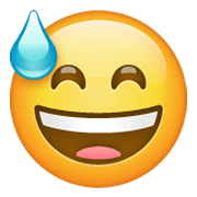 Emoji 😅 Faccina Con Un Gran Sorriso E Goccia Di Sudore su WhatsApp 2.19.244.