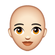 👩🏻‍🦲 Emoji Mujer: Tono De Piel Claro Y Sin Pelo en WhatsApp 2.19.244.