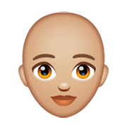 👩🏼‍🦲 Emoji Mujer: Tono De Piel Claro Medio Y Sin Pelo en WhatsApp 2.19.244.