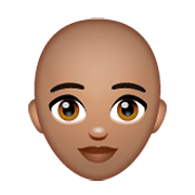 👩🏽‍🦲 Emoji Mujer: Tono De Piel Medio Y Sin Pelo en WhatsApp 2.19.244.