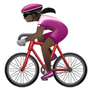 Émoji 🚴🏿‍♀️ Cycliste Femme : Peau Foncée sur WhatsApp 2.19.244.