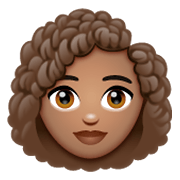 Emoji 👩🏽‍🦱 Donna: Carnagione Olivastra E Capelli Ricci su WhatsApp 2.19.244.