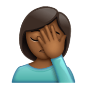 🤦🏾‍♀️ Emoji sich an den Kopf fassende Frau: mitteldunkle Hautfarbe WhatsApp 2.19.244.